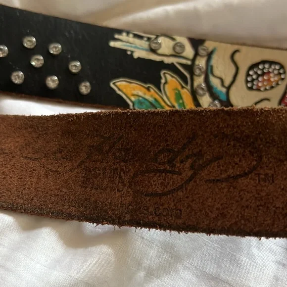 Ed hardy studded belt L leather Vintage - Picture 10 of 12
